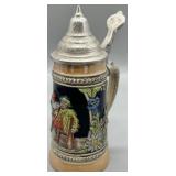 Vintage Gerz Color Relief Design Stein Pewter Lid