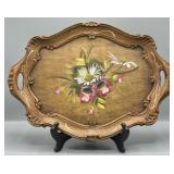 Vintage German Tole Style Handpainted Wood Tray