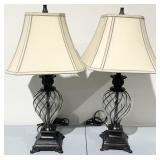 Glass and Bronze Finish Table Lamps