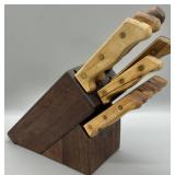Wood Vintage Knives and Stand