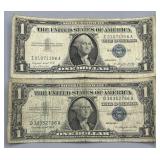 (2) 1957 A One Dollar Silver Blue Notes