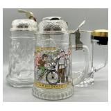 (3) Vintage Glass Beer Steins