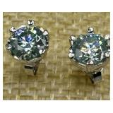 Moissanite 2.0ct Round Brilliant Earrings w/COA
