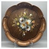 Vintage German Tole Style Handpainted Wood Tray