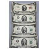 (4) Two Dollar ($2) US Notes
