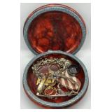 Estate Jewelry and Alabaster Trinket Box