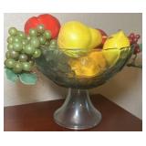 Vtg Libbey Embossed Centerpiece w Faux Fruit
