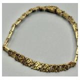 14k Gold Textured Nugget Link Bracelet