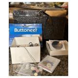 Vtg Sewing Box & Notions