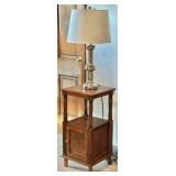 Wood Side Table and Lamp