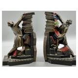 Vtg K&O Co. Struggling Librarian Brass Bookends