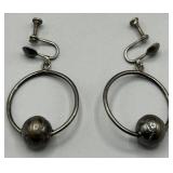 Modernist Sphere Loop Sterling Silver Earrings
