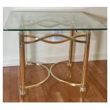 Mid-Century Brass and Glass Side Table