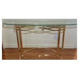 Mid-Century Brass and Glass Console Table