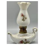 Japanese Moss Rose Handpainted Mini Oil Lamp