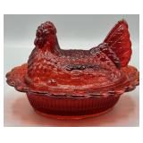 Mosser Glass Ruby Red Hen On The Nest