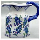 Chinoiserie Style Ceramic Pitcher Vase