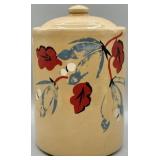 Vtg Hand-painted Stoneware Jar w/Lid