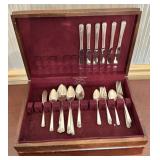 Prestige Silverplated Silverware and Wood Chest