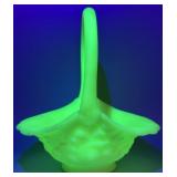 Fenton Uranium Custard Glass Water Lily Basket
