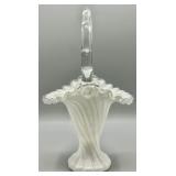 Fenton Silver Crest Tall Milk Glass Basket