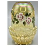 Iridescent Gold Fenton Fairy Lamp Signed HP