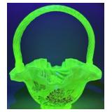 Fenton Vaseline Uranium Opalescent HP and Signed