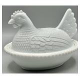Indiana Milk Glass Hen on Nest