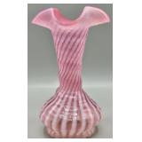 Fenton Cranberry Opalescent Spiral Swirl Vase