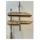 1920s Antique W.B. ME & Co. Wood Hand Screw Clamp