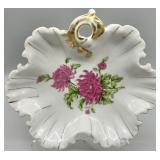 Vintage Gold Trim Porcelain Chrysanthemums Bowl