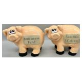 Ceramic Pig Retirement & Romantic Funds Banks