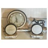 Art Deco Style Onyx, Slate and Metal Clock