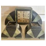French Art Deco Marble & Onyx Mantel Clock