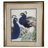 Vintage Susan McGrail Framed Peacock Print