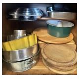 Vintage Bakeware & Wooden Cutting Board Lot