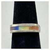 .925 Pastel Stone Inlay Square Band Ring