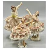 (3) Antique Dresden Lace Lady Ballerinas
