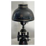 Vintage Black Toleware Lamp