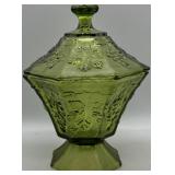 Vintage Anchor Hocking Avocado Green Candy Dish