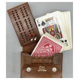 Vintage Leather Travel Cribbage Set