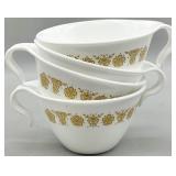 (4) Corelle Butterfly Gold Hook Handle Coffee Cups