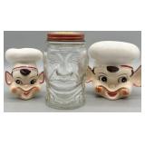 Anthromorphic Chef Head Decor & Figural Jar
