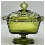 Indiana Glass Old Colony Avocado Green Candy Dish