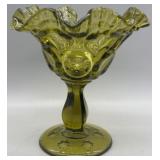 L.E. Smith Moon & Stars Avocado Green Compote