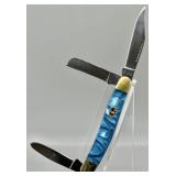 E.C. Simmons Stockman Celluloid Blue Pearl Knife