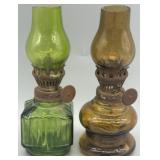 (2) Vintage Miniature Kerosene Hurricane Lamps