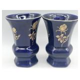 (2) Bareuther Bavaria Germany Cobalt Blue Vases