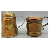 Vintage Copper & Brass Shaker and Copper Mug