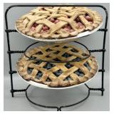 Farmhouse Style Faux Pies and Wrought Iron Stand